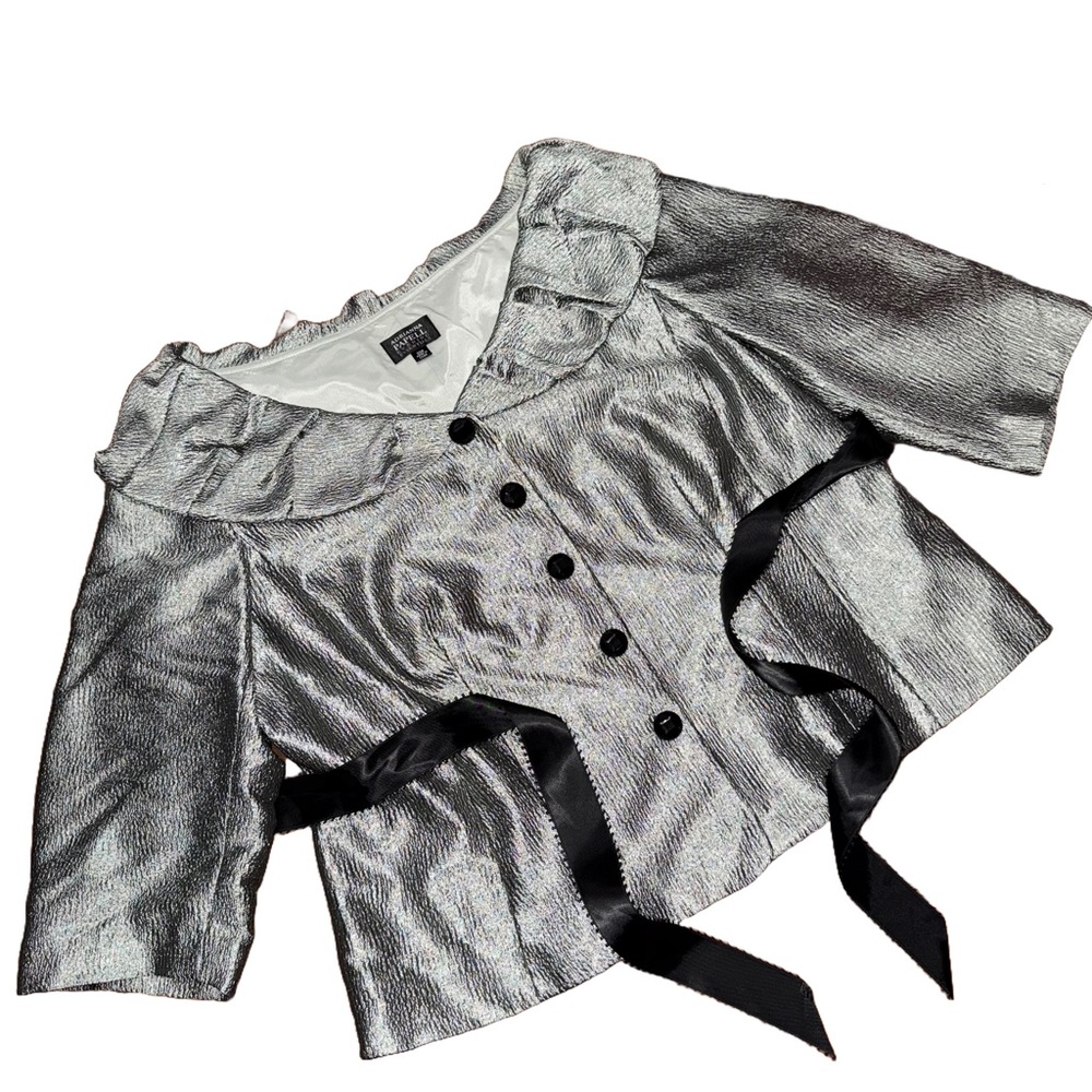 NWT Adrianna Papell Metallic Green Formal Jacket Wedding‎ Guest Cocktail Party